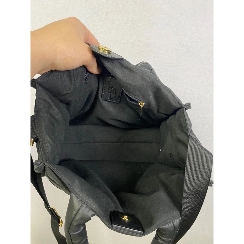 LD‎ Tote Bag Black Puffer Quilted Top Handle Crossbody Shoulder Bag